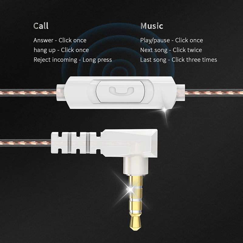 Original QKZ AKX Wired Earphone IEM Monitor Level Headset With MIC HIFI Stereo 3.5mm AUX In-Ear Headphone For Music Game Sport Oasis Select