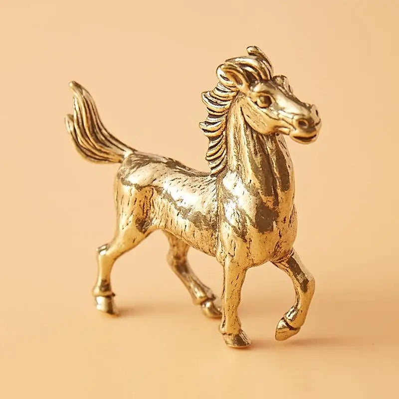 Miniature Bronze Brass Horse Figurine Sculpture Animal Statue Pure Copper Desktop Decoration Artwork for Home Decor Oasis Select