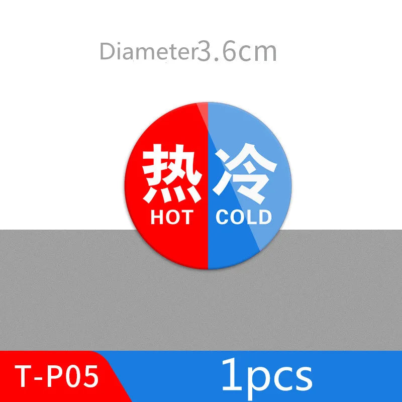 Hot and Cold Signs Round Universal Easy to Use Sticker Self-adhesion Water Signs Label for Kitchen Bathroom Faucets Sink Oasis Select T-P05