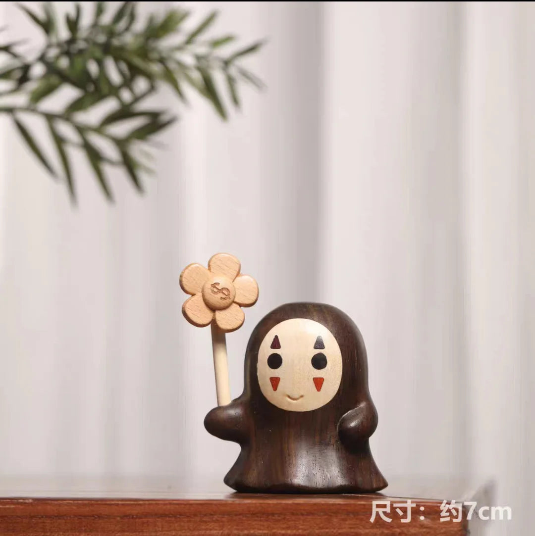 Solid Wood Creative Totoro Windmill Faceless Male Ornament Couple Gift Living Room Decoration Cartoon Music Box Birthday Gift Oasis Select 7cm 1