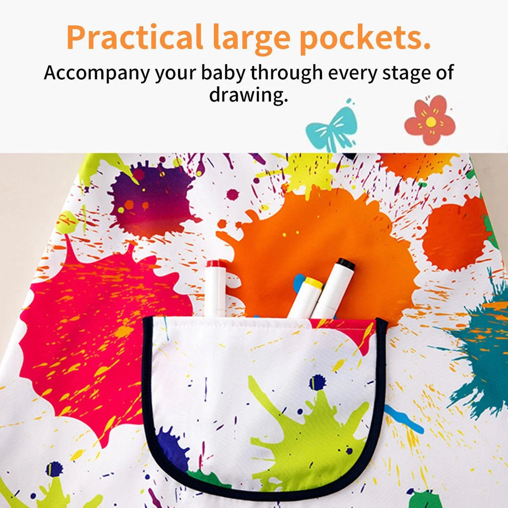 Children's Art Apron Multi-purpose Waterproof Painting Apron With 2 Sleeves And Pocket Suitable For Painting, Baking And DIY Oasis Select
