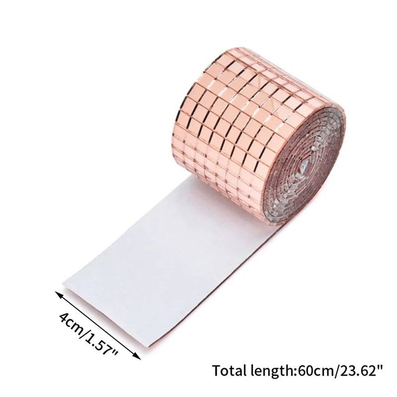 Mirror Mosaic Tile Strip Sticker – Self-Adhesive Acrylic Wall Decor