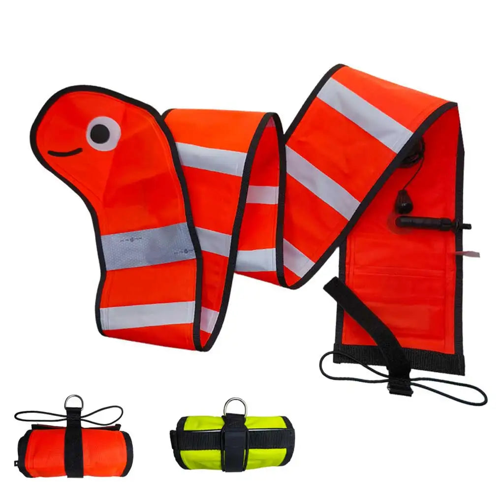 1.2m 1.5m 1.8m High-Visibility Dive Surface Marker Buoy Reflective Safety Moray Eel Sausage Marker with Reflective Strips Oasis Select
