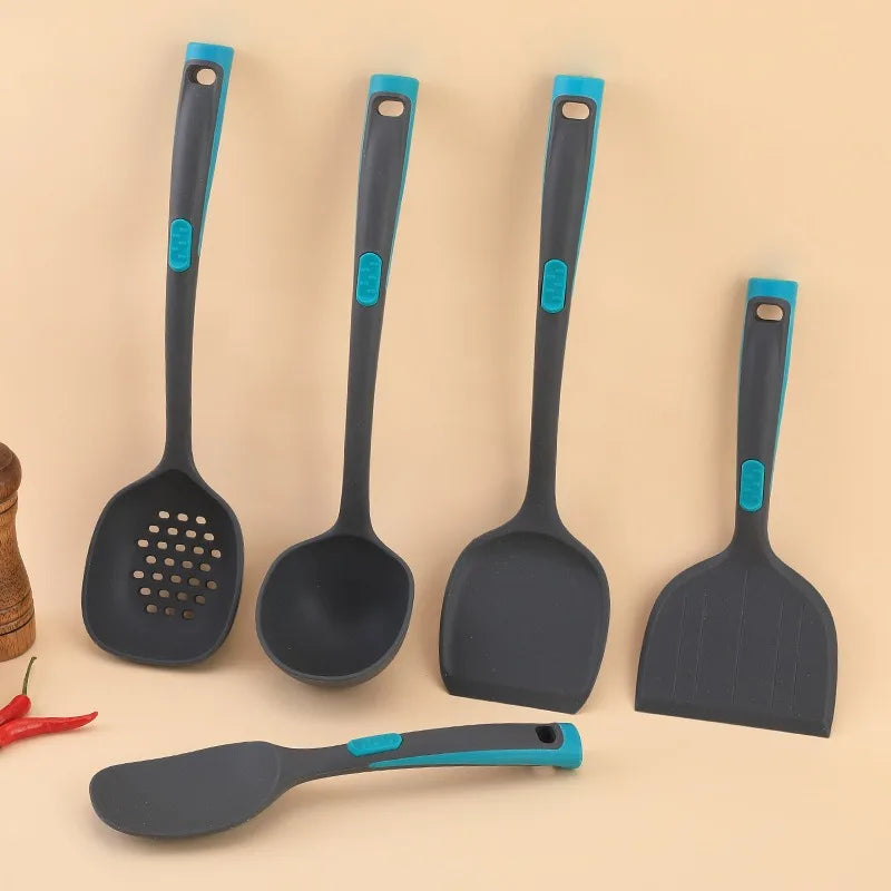 5-Piece Silicone Cooking Utensil Set – Spoon, Spatula & Strainer Silicone Utensil Set Oasis Select