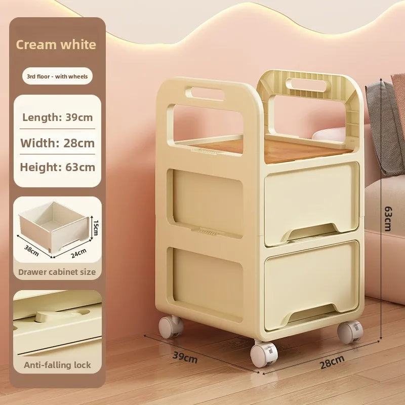 Multi-functional Drawer storage cabinet household living room snacks toys plastic storage box Oasis Select White 28-3B