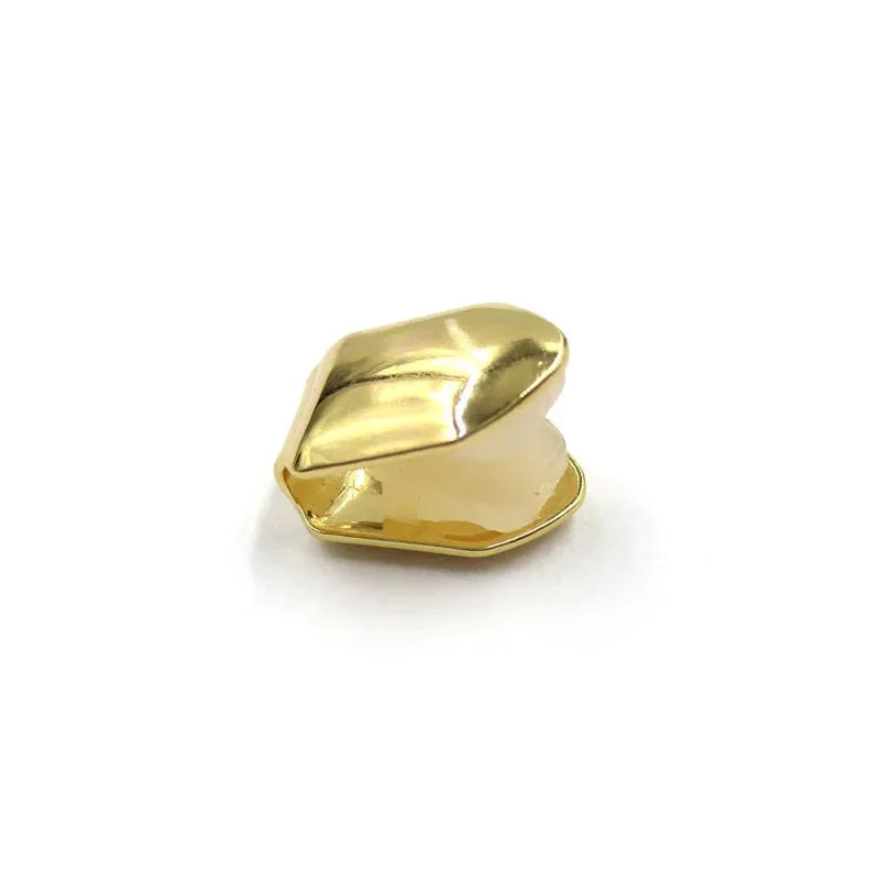 1/5pcs 3 Colors Custom Fit Gold Plated HipHop Single Tooth Grillz Cap Top Bottom Dental Grill Teeth Caps Halloween Cosplay Oasis Select Gold