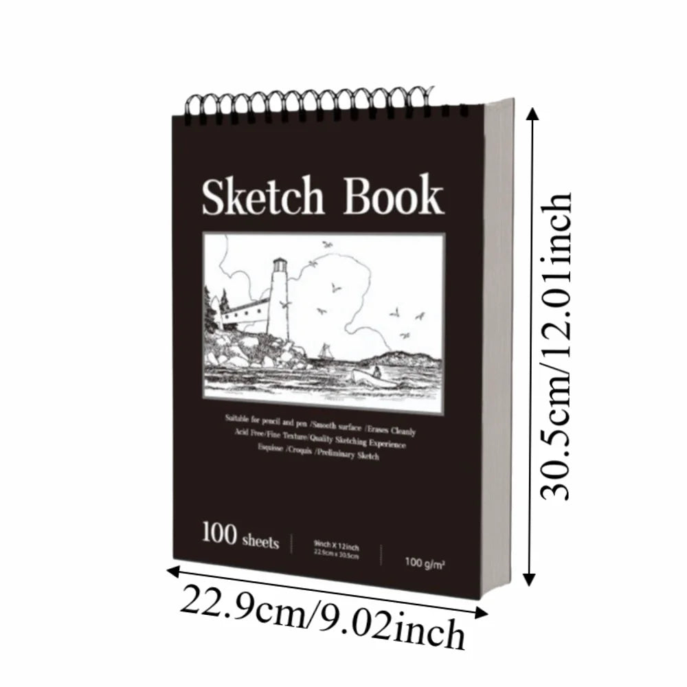 100 Sheets Coil Sketchbook Perforated Pages Easy To Tear Spiral Bound Artist Sketchbook 100gsm Thickened Paper Acid-Free Paper Oasis Select