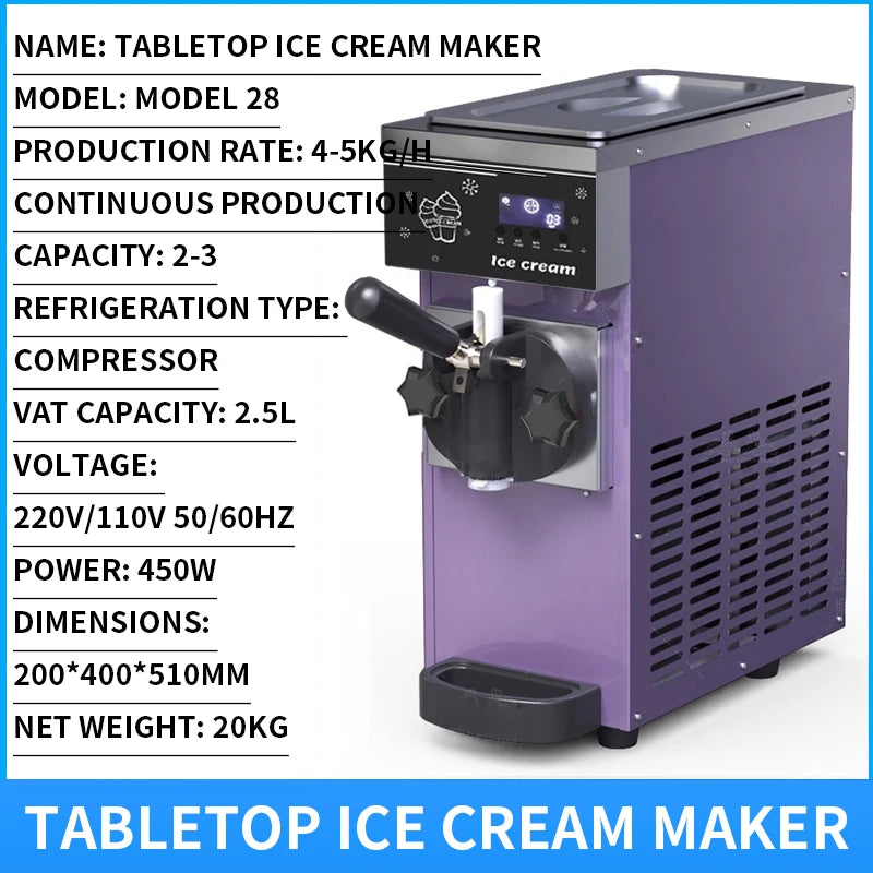 Commercial Tabletop Sundae Ice Cream Machine – 3.8L 450W