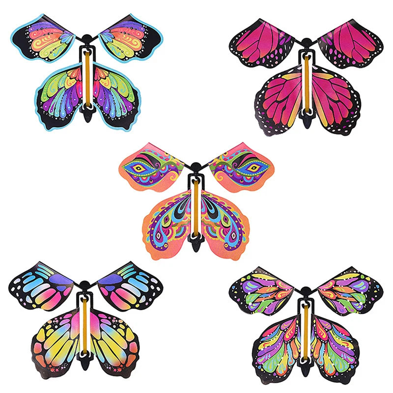 10 PCS Magic Wind Up Flying Butterfly Surprise Box in The Book Rubber Band Powered Magic Fairy Flying Toy Surprise Gift Oasis Select