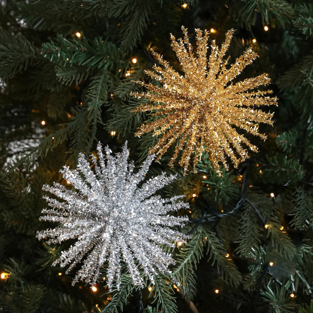 Artificial Glitter Gold Christmas Branch Ornaments Sequin Explosion Star Flower Arrangement Christmas Tree Decoration Oasis Select
