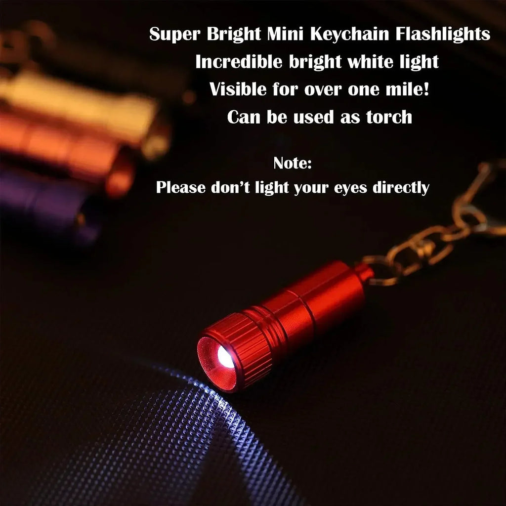 Mini LED Flashlight Pocket-sized Emergency Light Key Ring Flashlight Keychain Lights Small Torch with Button Battery Oasis Select