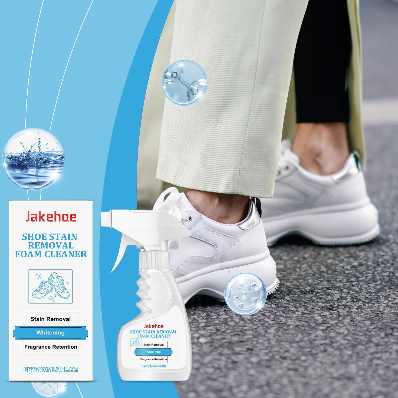 Shoe Stain Removal Foam Cleaner for White Sneakers Gentle Cleansing Remove Yellow Edge Stains Shoe Cleaning Products 120ml Oasis Select