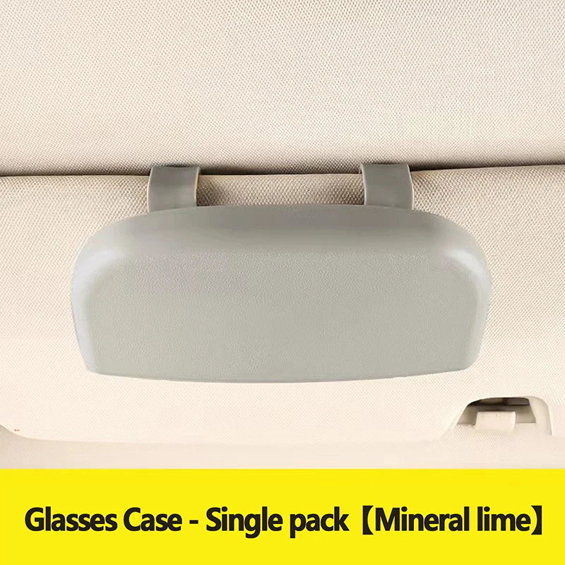1PC Auto Eyewear Case, Compact Vehicle Sunglasses Storage, Road-Trip Glasses Holder, Car Sun Visor, Automotive Lens Container Oasis Select Gray