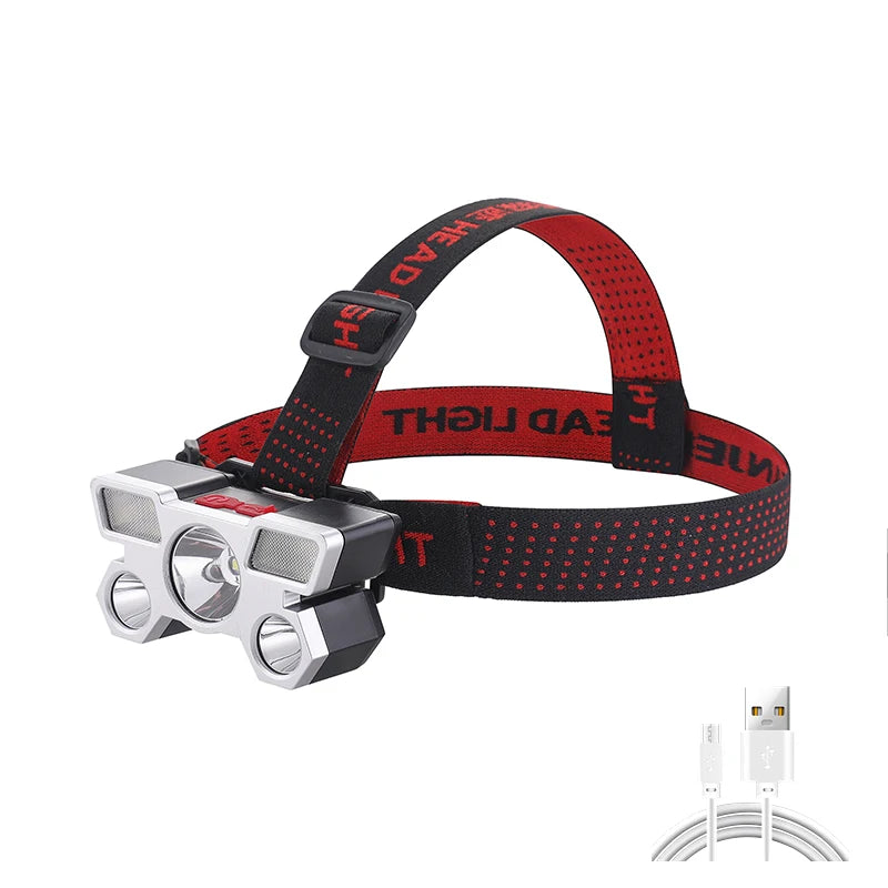 Ultra-bright 5/11 LED Headlight Type-C Rechargeable Headlamp with Battery Waterproof Flashlight Outdoor Camping Fishing Lighting Oasis Select T010