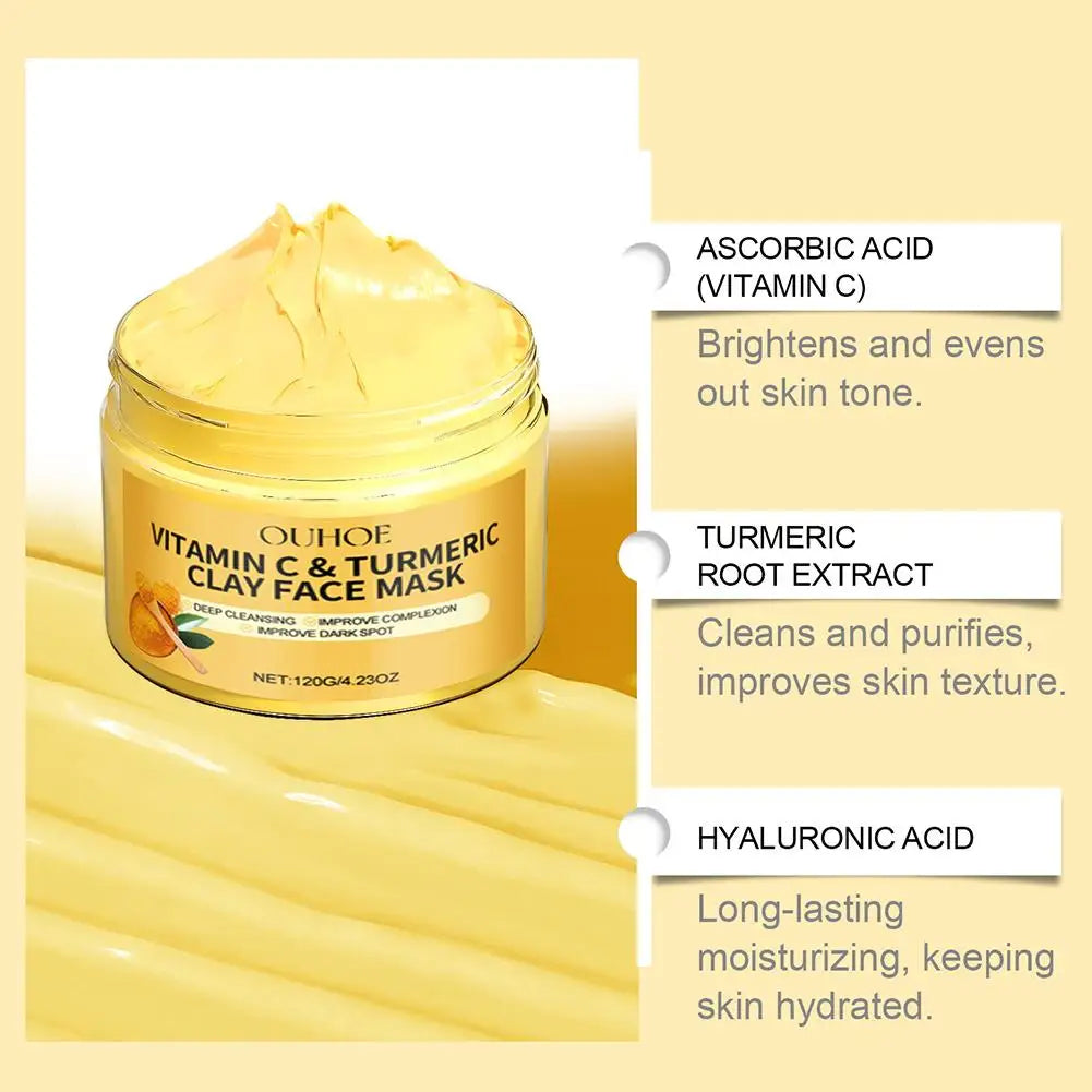 Turmeric Vitamin C Clay Mask Clay for Dull & Blemish-Prone Skin, Deep Cleansing Facial Mask, Face Masks Skincare Oil Control Oasis Select