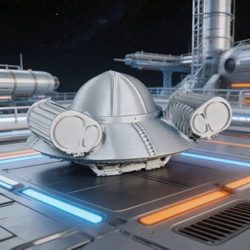 Retro Sci-Fi Spaceship Figurine Desktop Ornament UFO Mini Model DIY Paintable Decor Space Themed Projects Alien Craft Decoration Oasis Select