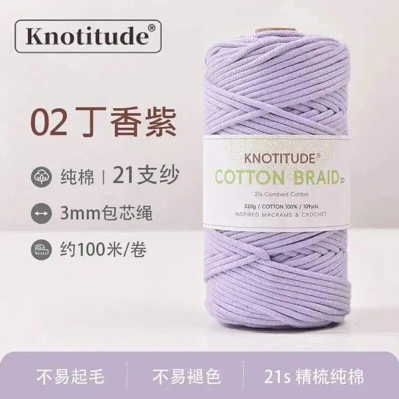 3mm Macrame Braid Cotton Cord 109Yards Pure Cotton Rope For Bracelet Knots, DIY Craft Making 100m Oasis Select Lilac Purple 3.0mm 100m