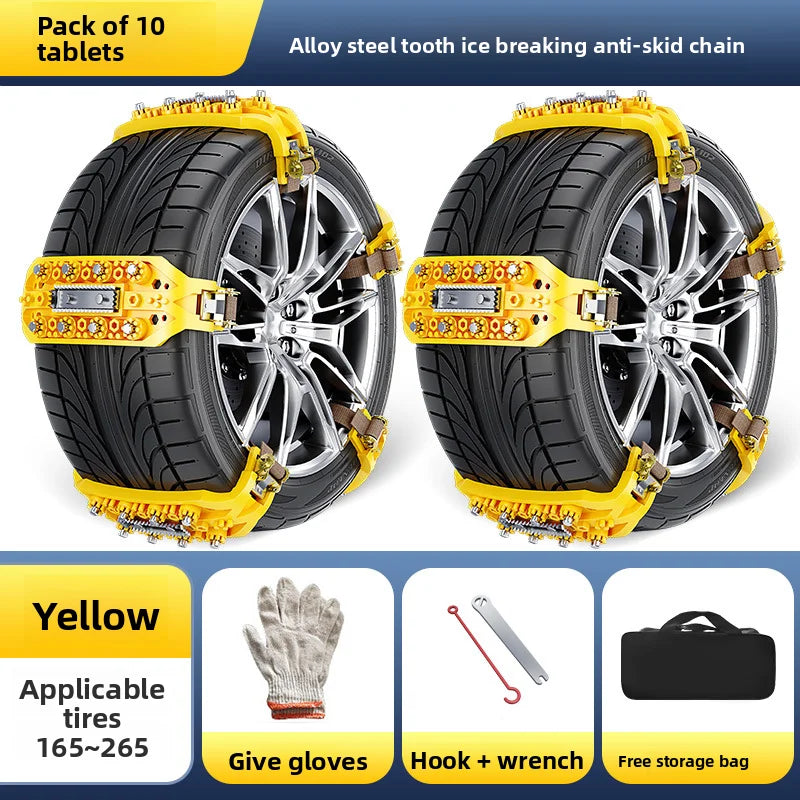 Bold car anti-skid chains SUV sedan universal off-road vehicle winter extra thick tire chains snow rescue tool Oasis Select 10PCS