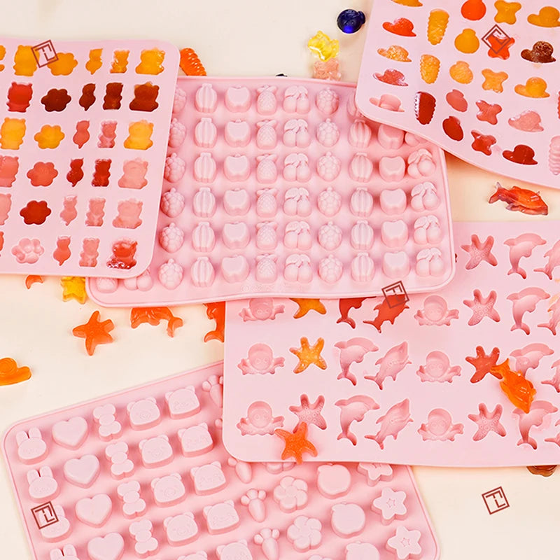 Mix Fruit Animal Mold Silicone Chocolate Rabbit Fish Fudge Candy Jelly Mould Geometric Heart Cake Decor Baking Ice Tray Gifts Oasis Select
