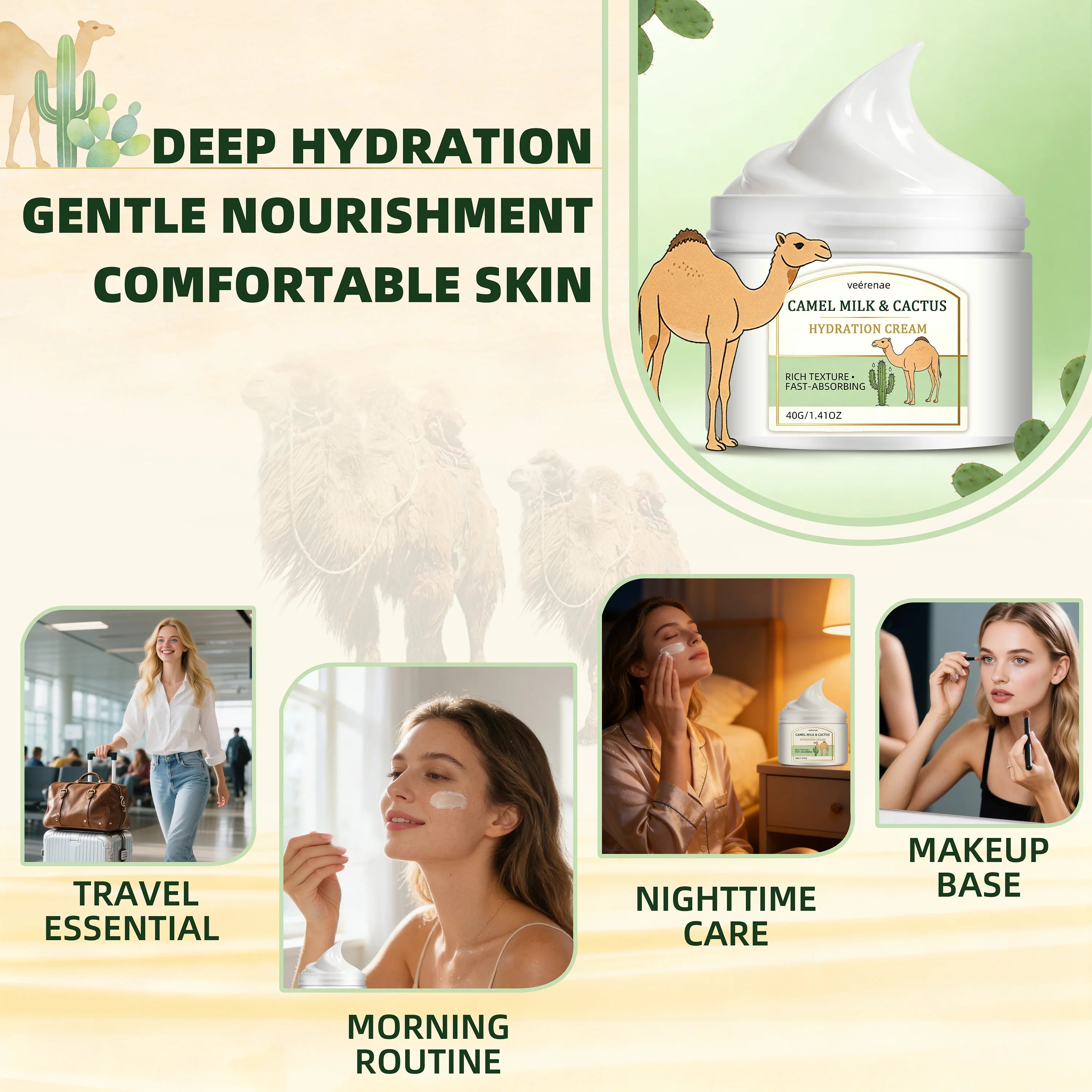 Camel Milk & Cactus Face Cream – Daily Hydration, All Skin
