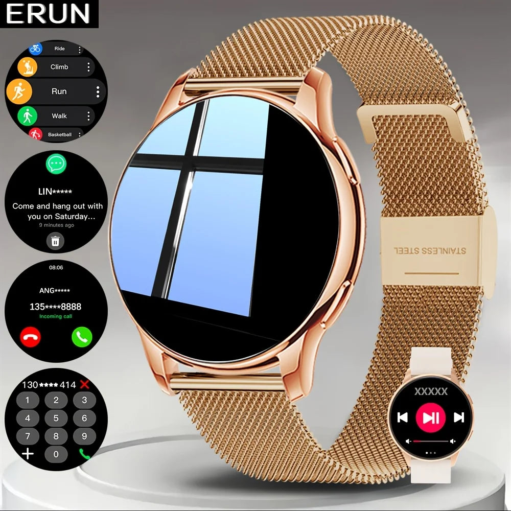 ERUN Smartwatch – Round Screen, Wireless Calls & Sports Mode