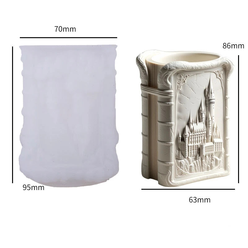 DIY Resin Mold Aromatherapy Candle Cup Silicone Mold Vase Storage Silicone Mold Magic Castle Flower Pot Plaster Cup Mold Oasis Select White