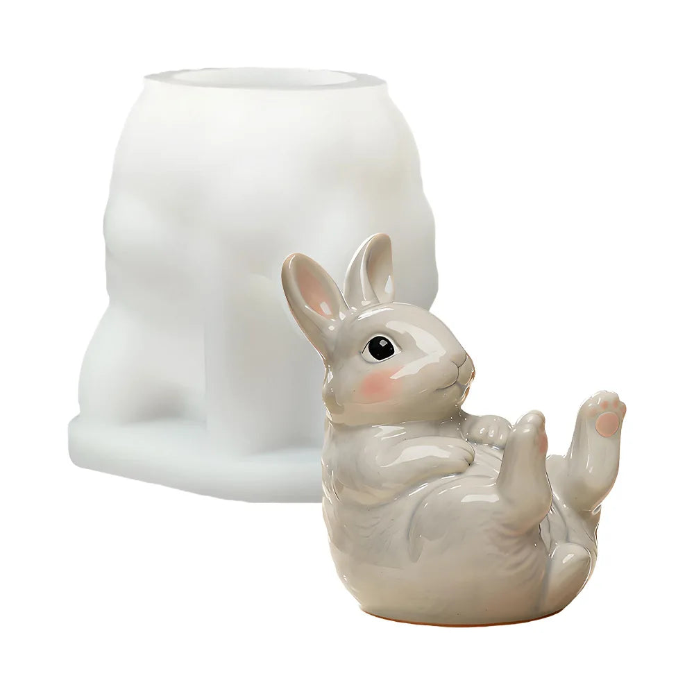 Bunny Phone Stand Mold Portable Silicone Bunny Mold Easter Bunny Mold Lightweight For Bedside Office Home Oasis Select White