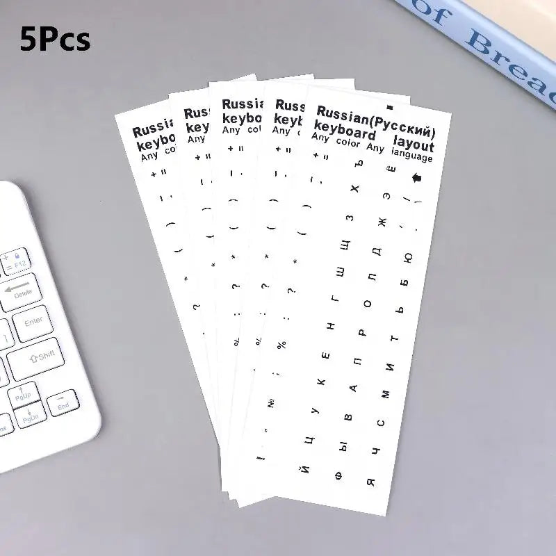 5Pcs Russian Keyboard Stickers Waterproof PVC Keyboard Decals For Laptop Desktop PC Decoration Universal Stickers Oasis Select WHite black