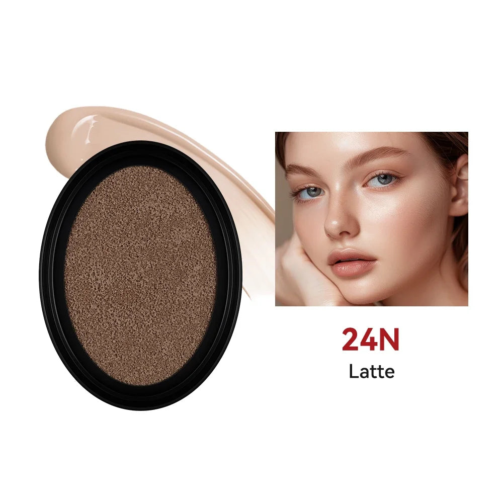 Waterproof Cushion Foundation Refill Semi-Matte Red Finish 72-Hour Wear Long-Lasting Buildable Coverage Sun Protection tirMakeup Oasis Select 24N