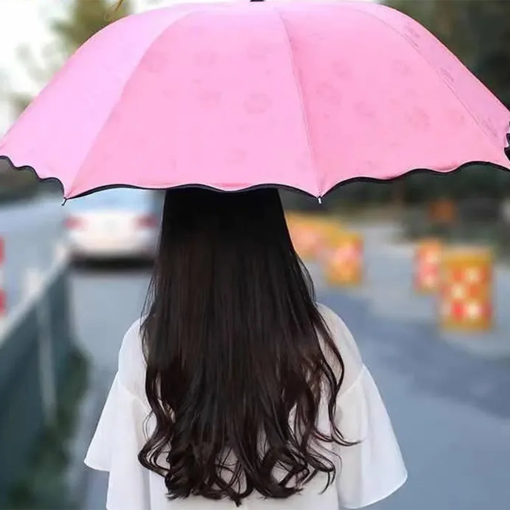 Magic Folding Umbrella with Rainwater Pattern Windproof and Sunshade Umbrella Outdoor Sports UV Protection Umbrella Oasis Select