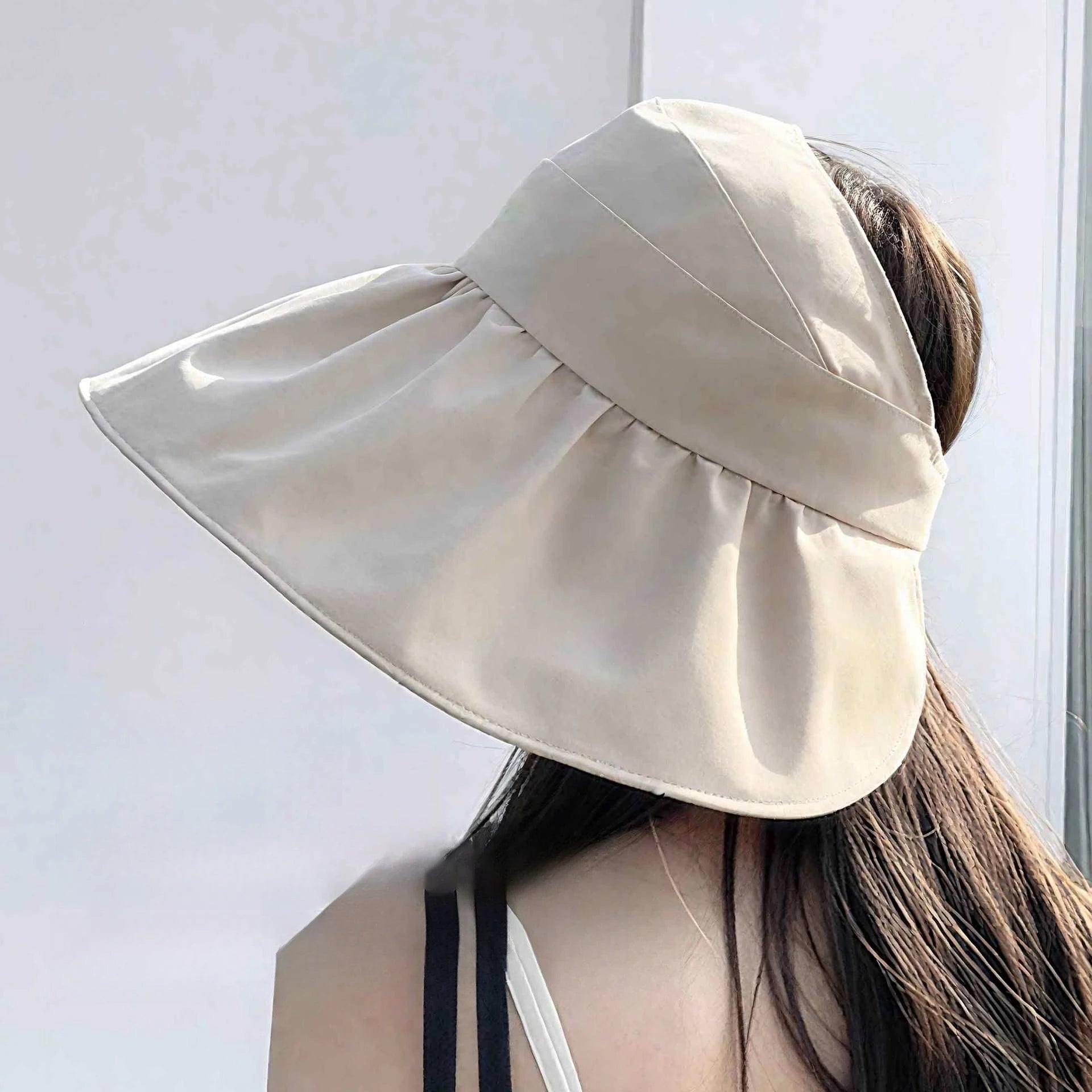 Big Brim Empty Top Sun Hat Summer Women Anti UV Large Eaves All Empty Top Hats Tidal Outdoor Foldable Riding Sport Visors Oasis Select