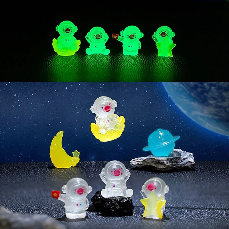Cartoon Luminous Astronaut Ornament Mini Glow Animal Ornaments Micro Garden Landscape DIY Car Ornaments Decorations Toys Oasis Select