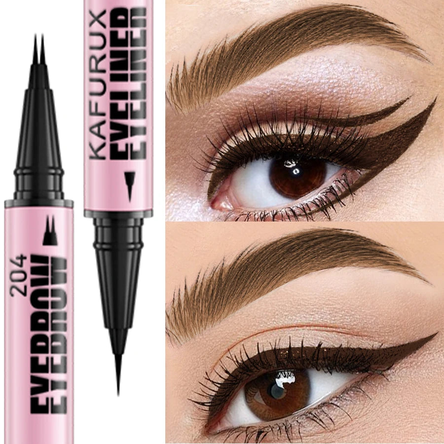 KAFURUX 2-in-1 Waterproof Eyebrow & Eyeliner Pen – 4 Colors