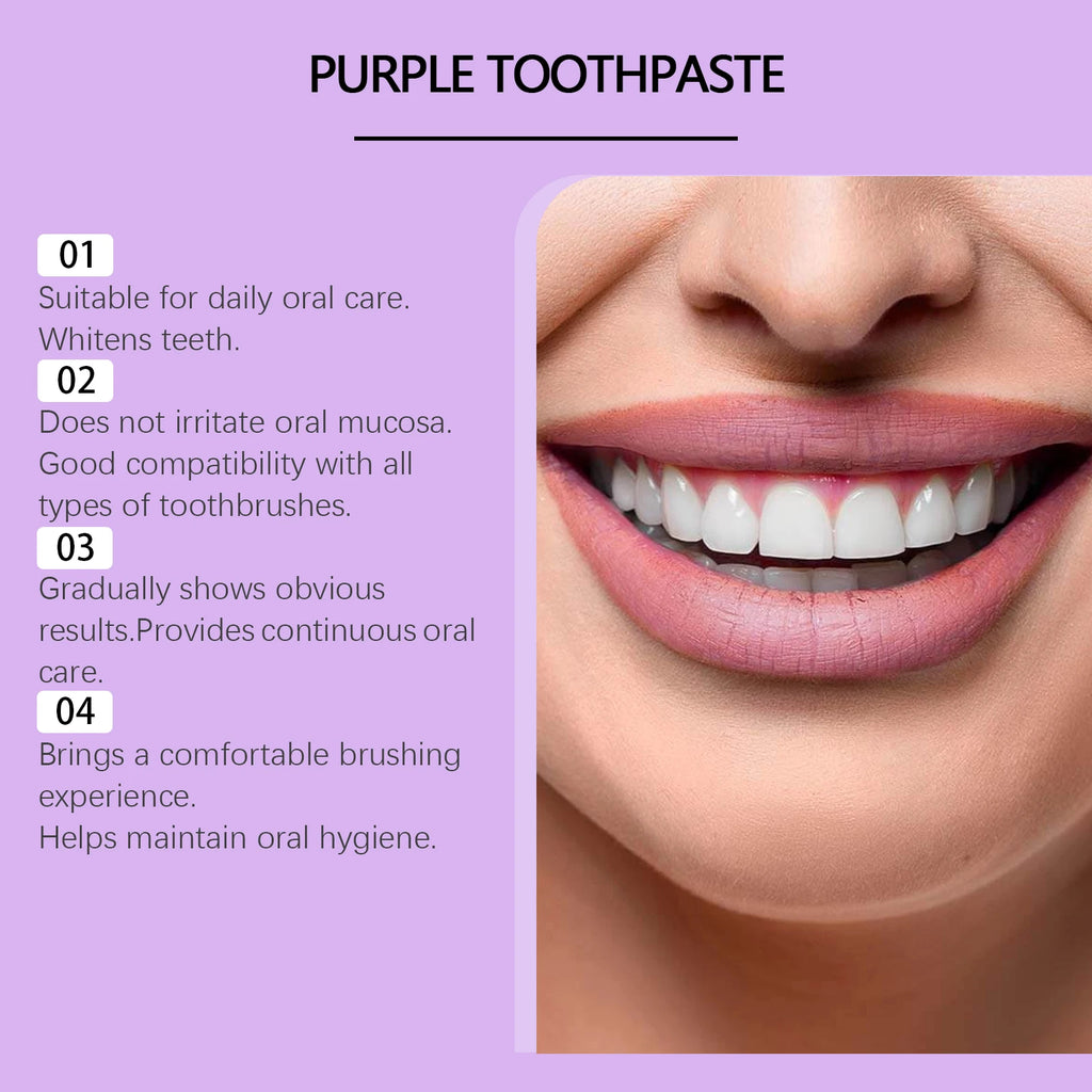 Purple Toothpaste Fluoride Free Stain Removal for Coffee & Tea Fresh Mint Flavor Teeth Whitening Natural Formula Deep Cleaning Oasis Select