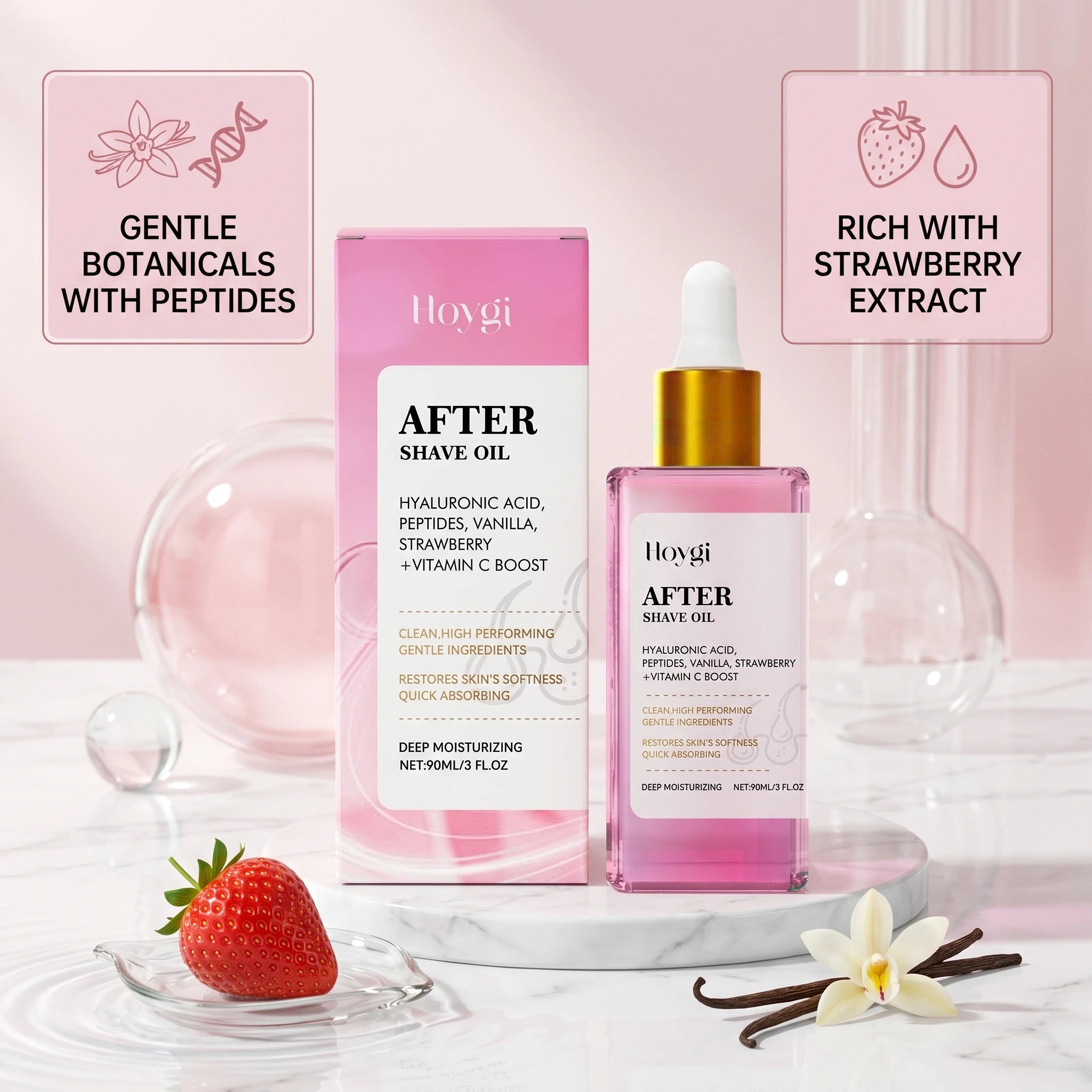 Vanilla & Strawberry After Shave Oil Soothe Irritation, Reduce Redness Hydrating and Nourishing Skin Post-Shave Care Oil Oasis Select