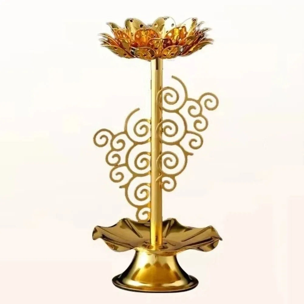 Retro Lotus Tealight Holder | Gold Alloy Metal Candlestick