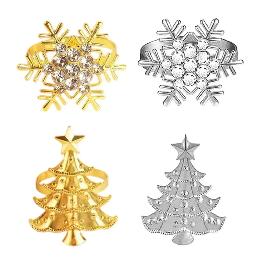 Dinner Table Setup Napkin Ring Set Decorative Napkin Rings For Dining Festive Napkin Holder Unique Snowflake Design Oasis Select