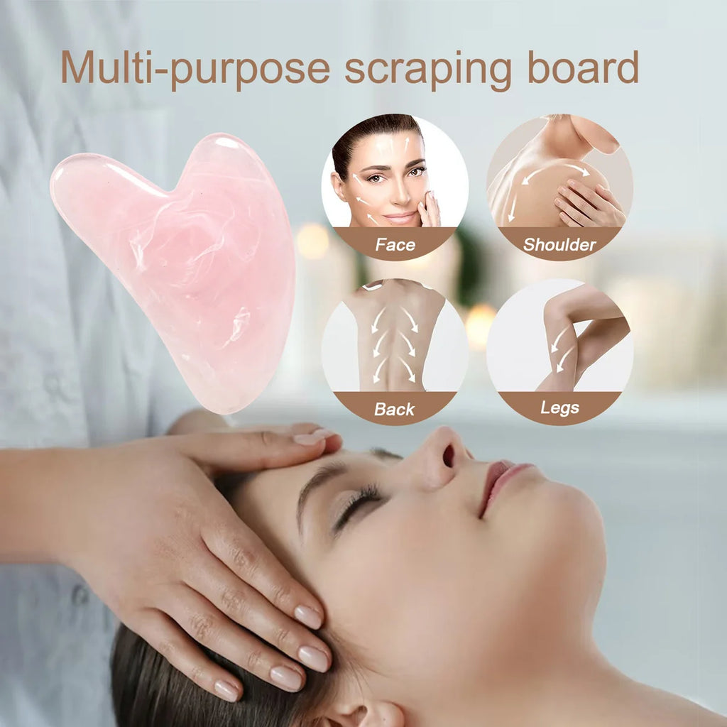 Heart-Shape Gua Sha Face Massager – Rose Quartz Scraping Board Gua Sha Face Massager Oasis Select