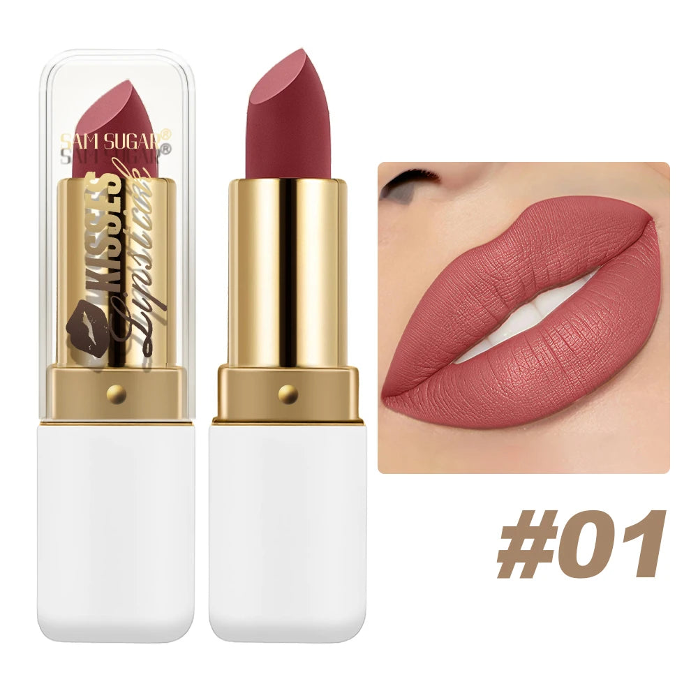 SAM SUGAR Metallic Pearlescent Lipstick – Matte Velvet Waterproof