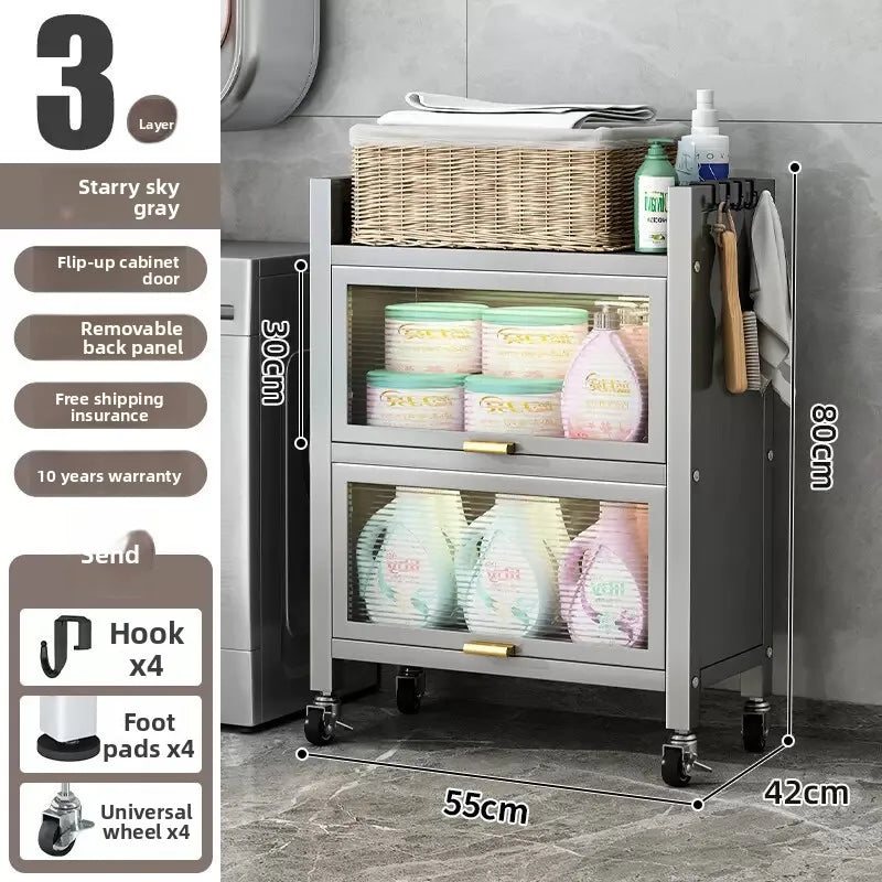 Toilet rack Floor-to-ceiling multi-functional dustproof laundry detergent Cosmetics Bathroom storage Balcony storage cabinet Oasis Select Grey 55CM 2