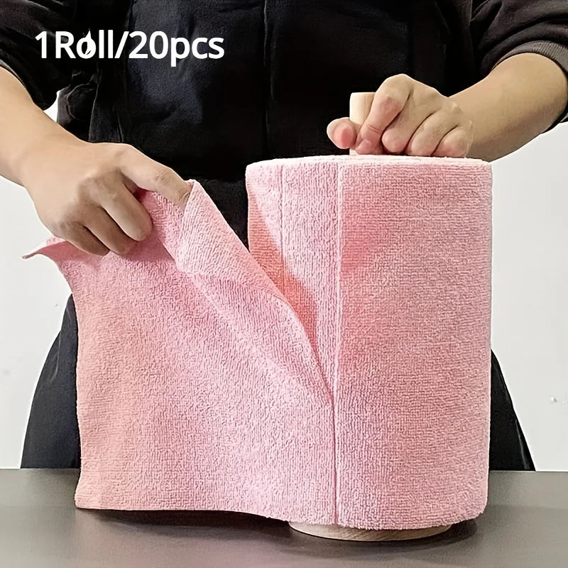 1 roll/20 reusable microfiber cleaning cloths - kitchen towels, multi sided household cloths Oasis Select