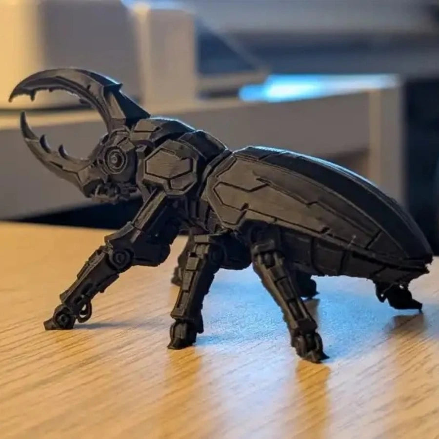 3D Printed Mechanical Hercules Beetle Model - Cyberpunk Style Robot Insect Figurine for Desk Decor & Collectible Gift Oasis Select black