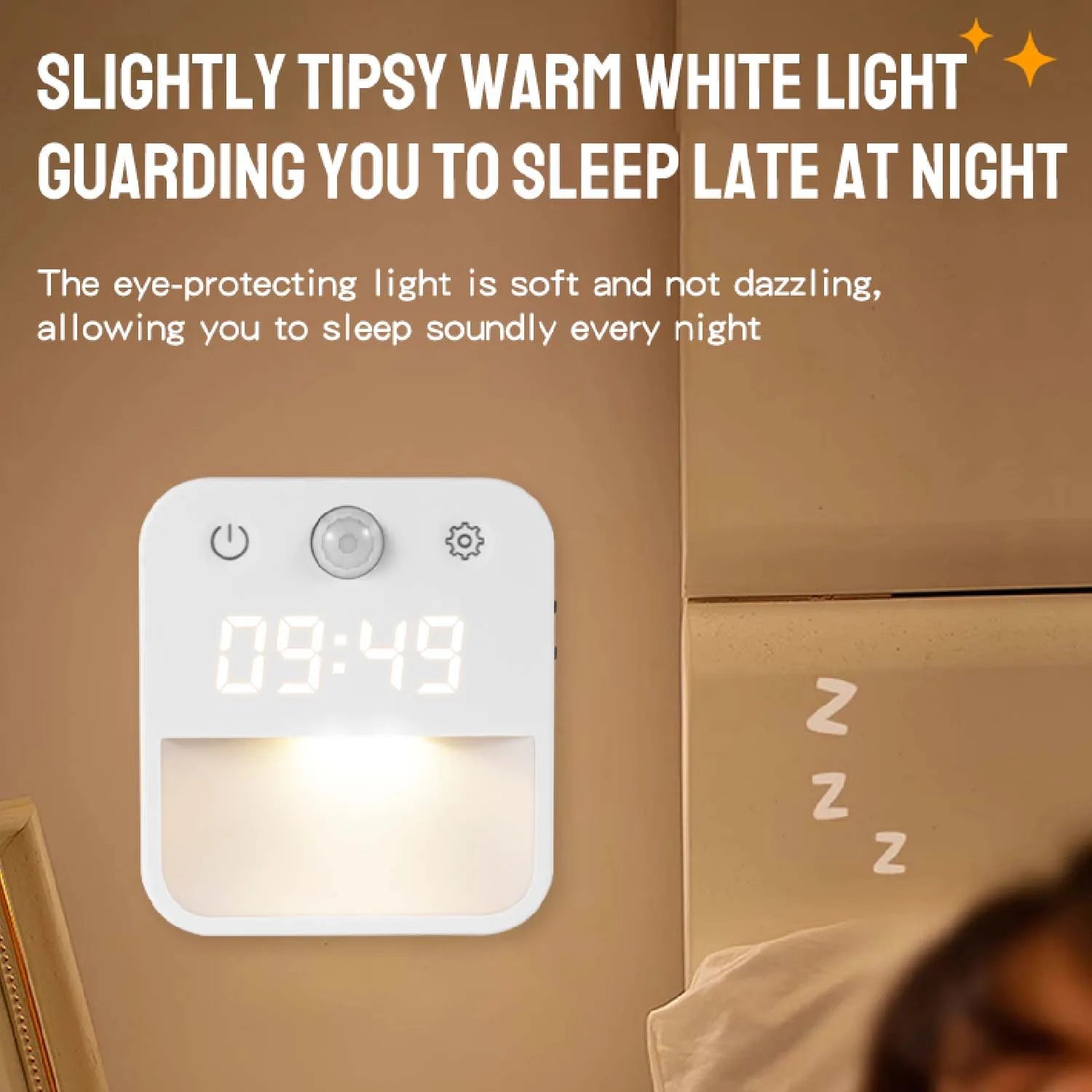 1pc/2pcs Bathroom Clock with Motion Senson, Night Light Clock Plug Into Wall Warm White Dusk to Dawn Sensor for Bedroom Hallway Oasis Select