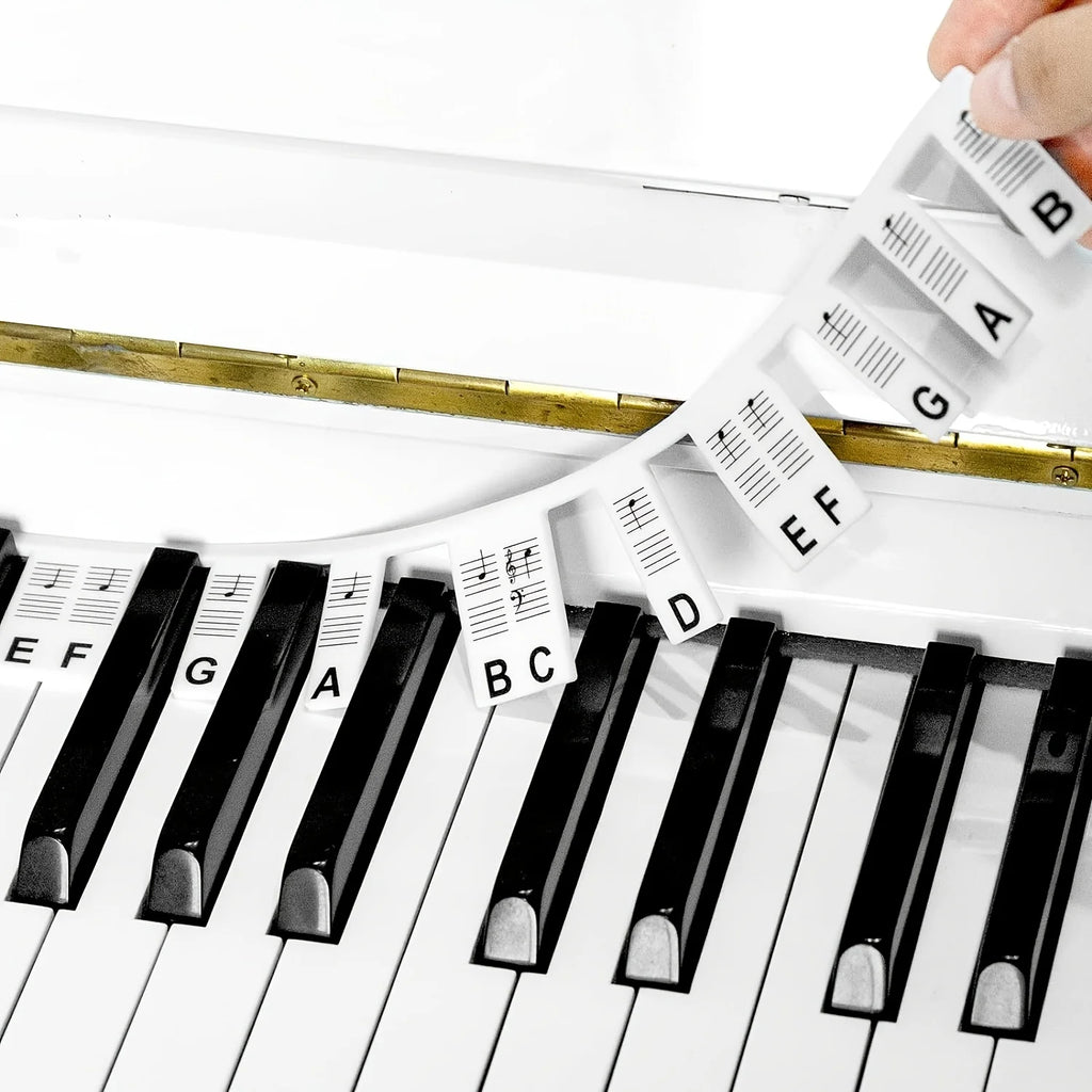 Piano Keyboard Note Labels Removable -88Key Full Size Silicone Piano Key Stickers Guide for Beginners Reusable Comes Oasis Select black