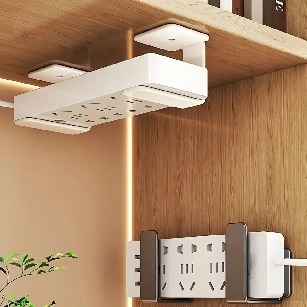 Wall Mounted WiFi Router Shelf No Drill TV Box Stand Power Strip Organizer Modem Bracket Storage Rack with Hooks for Home Oasis Select