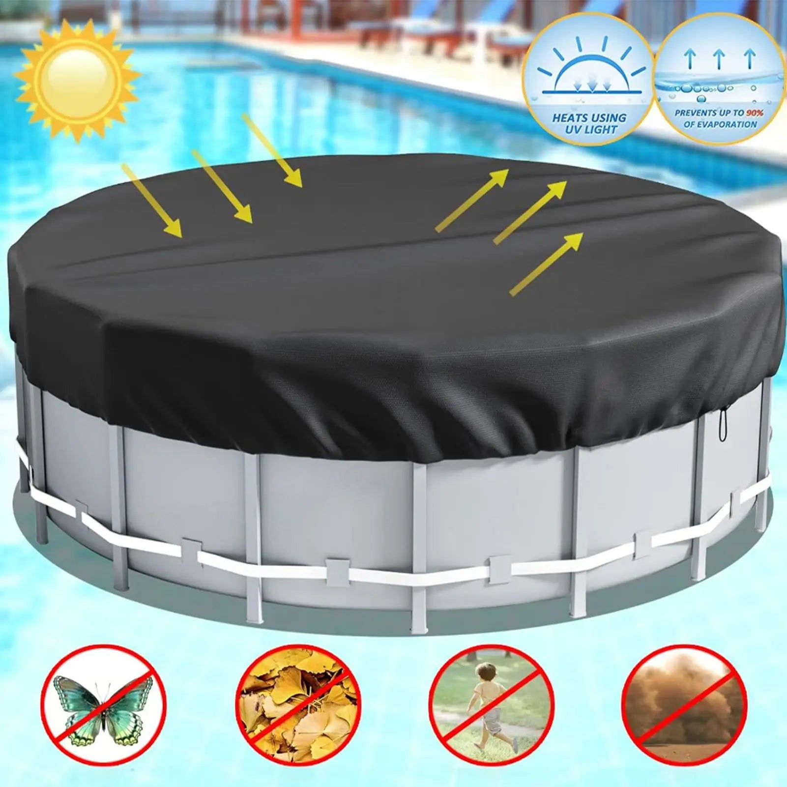 8/10/12FT Round Swimming Pool Covers For AboveGround Pools Hot Tub Cover Solar Covers Heavy Duty Tear Resistant Pool Cover Oasis Select