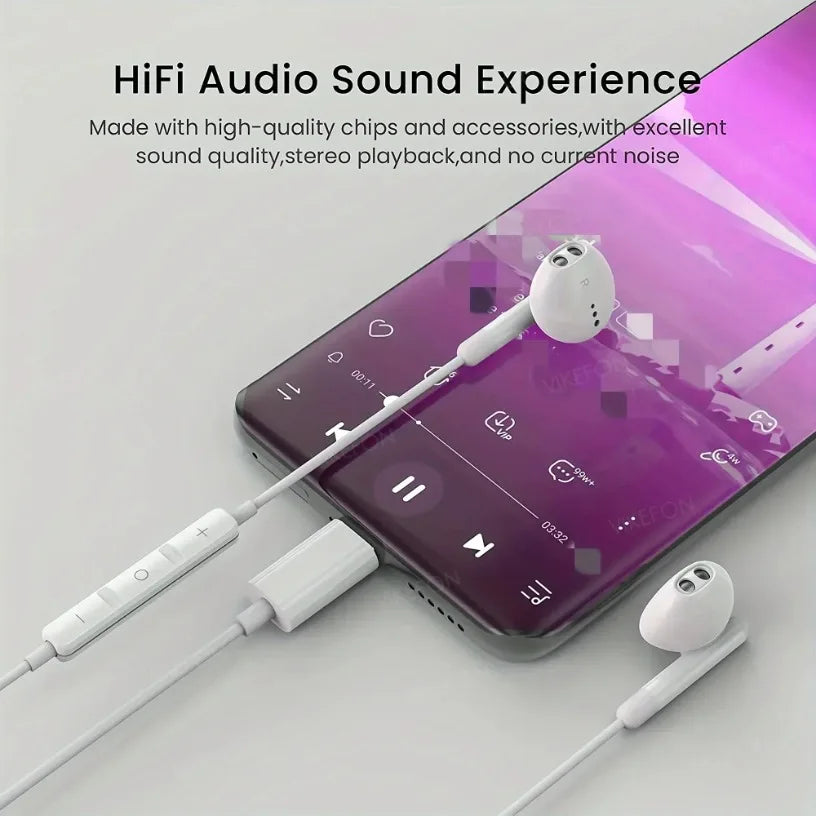 In Ear Wired Earphones 3.5mm/USB-C Volume Control with Microphone Music Sports Headphones For iPhone 16 15 Samsung S24 Xiaomi Oasis Select