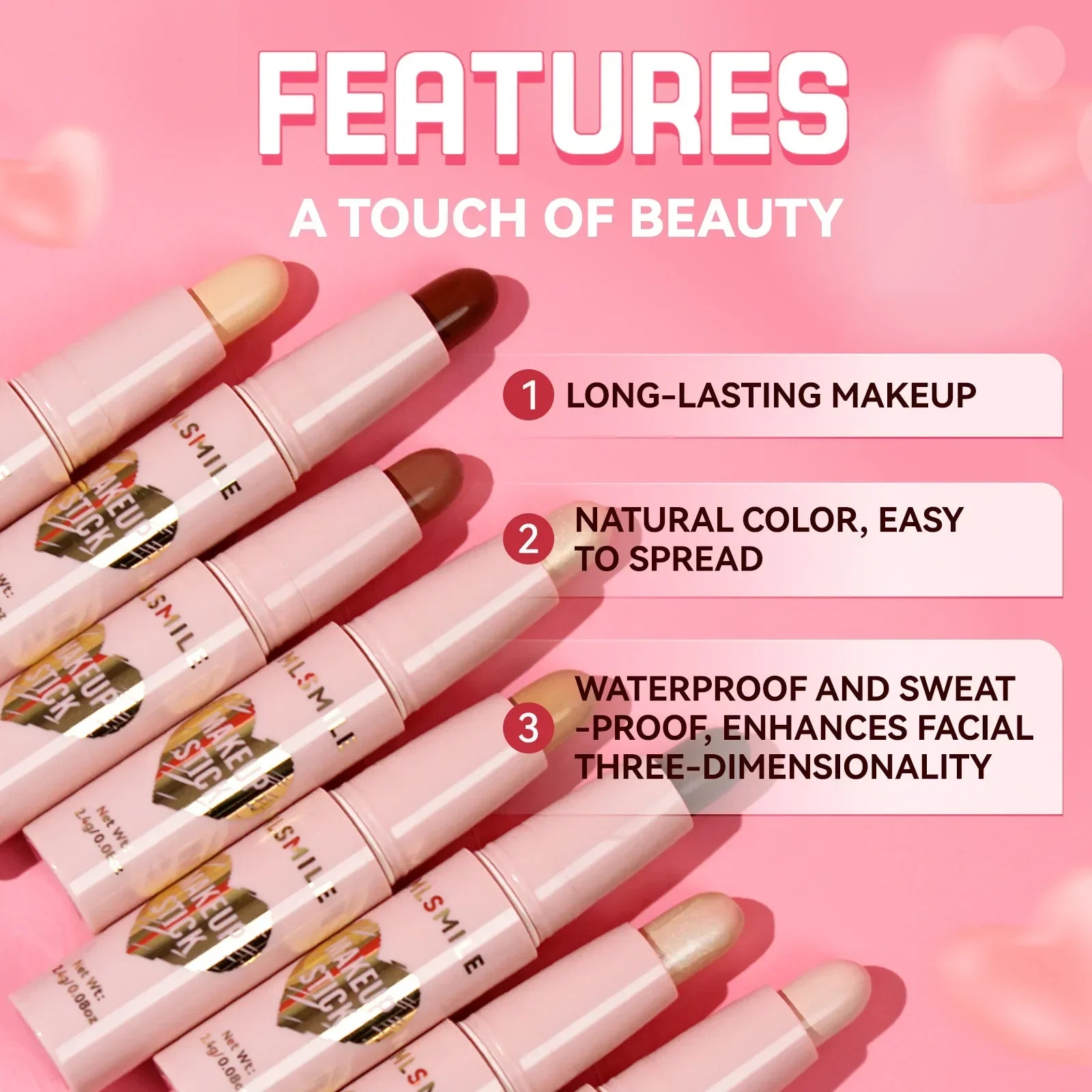 8-Color Pearl Highlighter & Contour Stick – High Gloss Face Pen