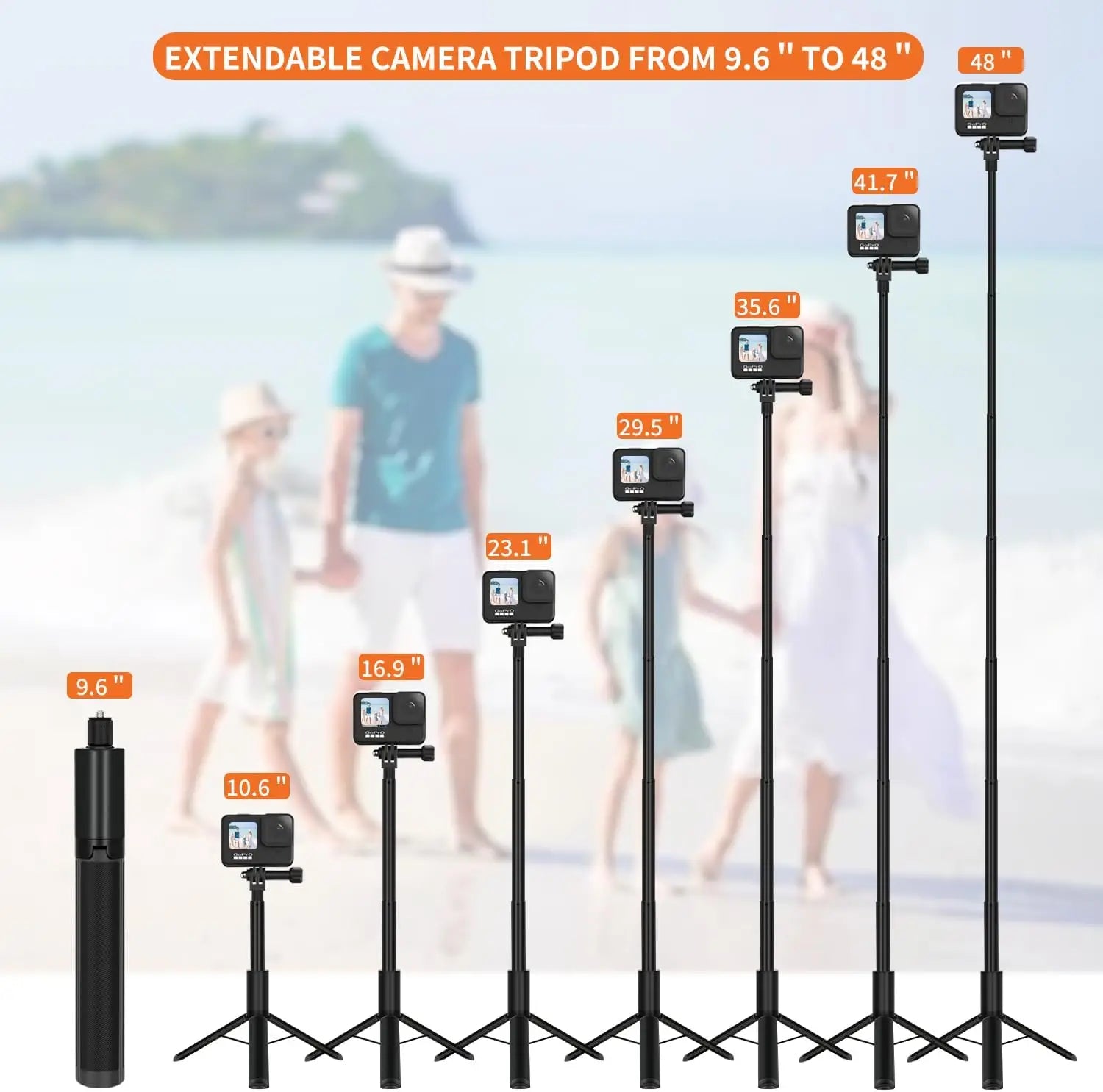 120cm Invisible Selfie Stick Tripod for GoPro, DJI & Insta360