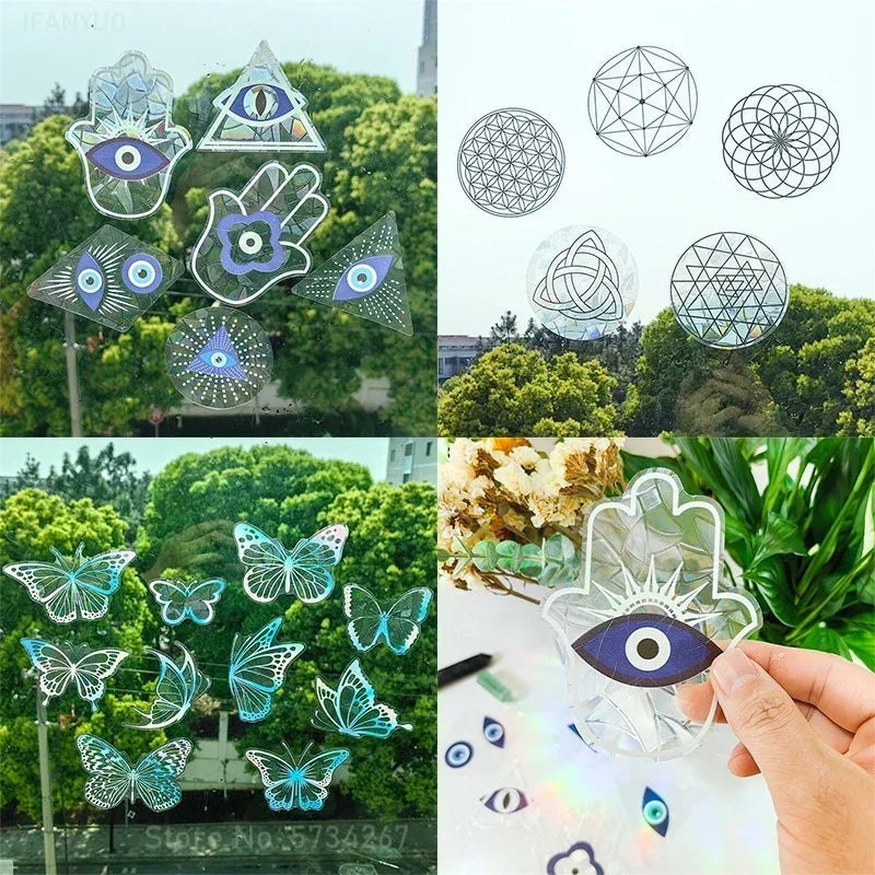New Rainbow Sun Catcher Wall Stickers Light Catcher PVC Window Film Self Adhesive Decal Motorcycle Sticker PVC Film Home Decor Oasis Select
